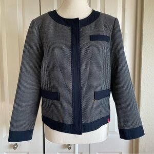 Elegant Esprit EDC Cardigan Women's M Navy Trim Snap Button Front Career Office